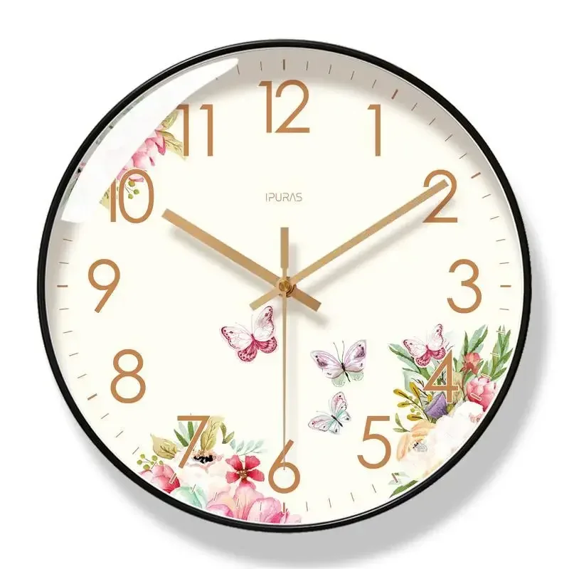 2026 New Floral Dandelion Wall Clocks Nordic Simple Pastoral Wall Clock Silent Sweep Second Quartz Clock Living Room Home Decor