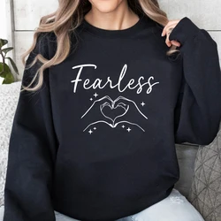 Girls Fearless Era Sweatshirts Harajuku Pullover Hand Hearts Fearless Concert Tour Hooded Sweatshirt Casual Women's Clothing