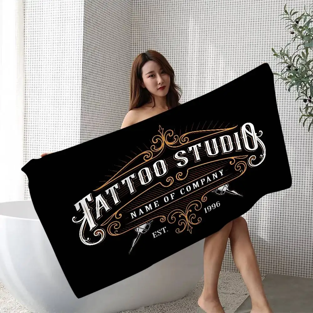 vintage Tattoo Shop pattern Microfiber Blanket Quick Drying Beach Towels Oversized Printing Super Absorbent Pool Towel Blanket