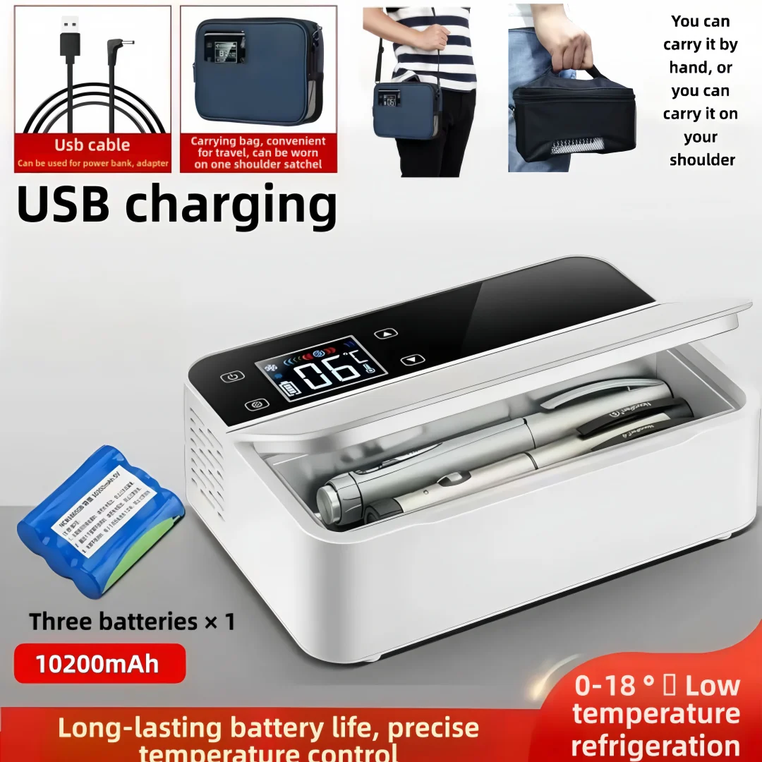 Insulin refrigeration box, medication constant temperature mini fridge, portable insulated box for business travel