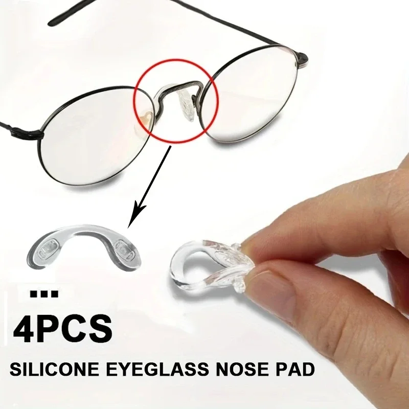 4Pcs Colored U Silicone Conjoined Siamese Saddle Eyeglass Soft Nose Pads for Insert On Glasses Translucent Anti-Slip Nose Pad