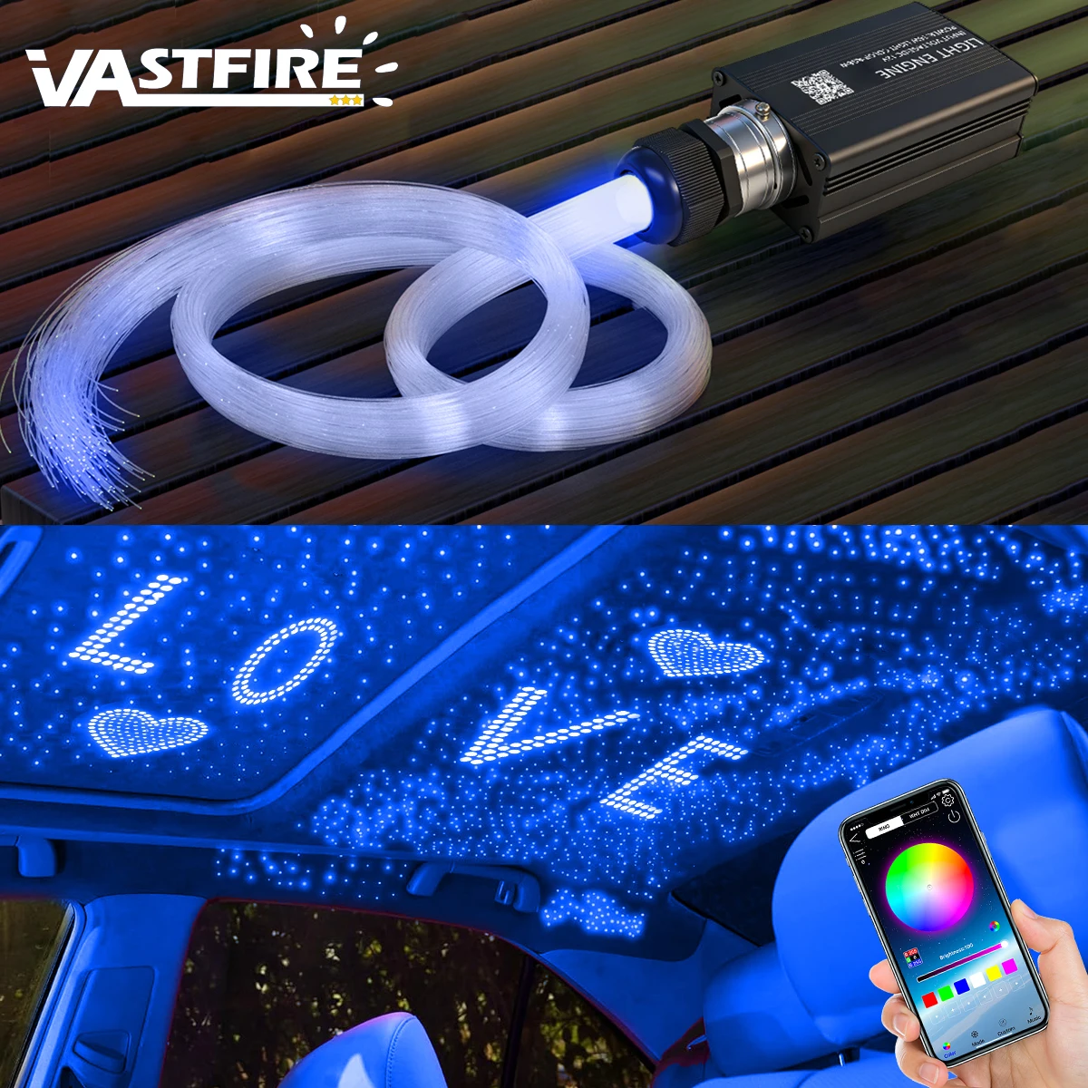 

Комплект для звездного неба в салоне автомобиля (300/500 шт.), 16 Вт, светодиодный, с оптоволоконной подсветкой, музыкальной/голосовой активацией