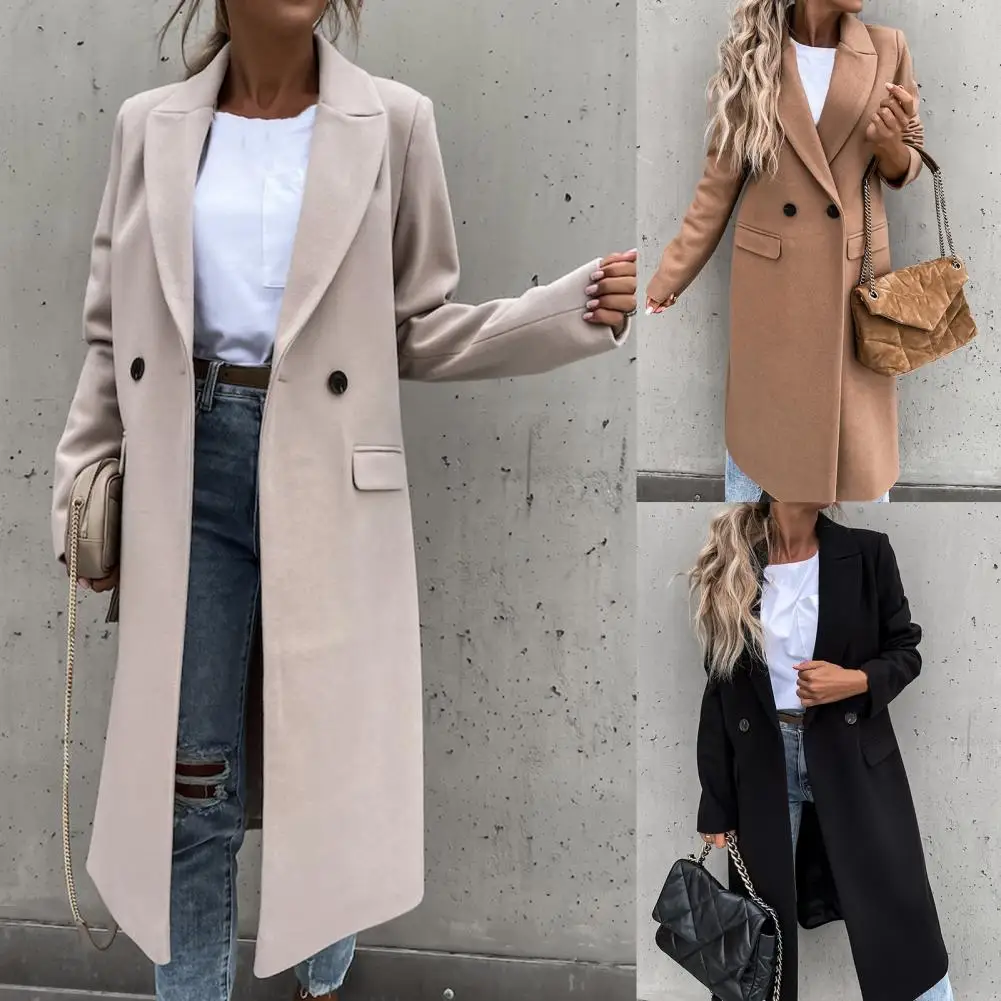 Elegant Coat Elegant Suit Collar Temperament Women Suit Collar Elegant Long Blazer  Ladies Overcoat All Match