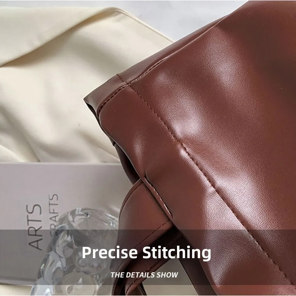 자석 버클 PU 가죽 토트백 단색 세로형 사각 휴대용 숄더백 편안한 손잡이 다용도