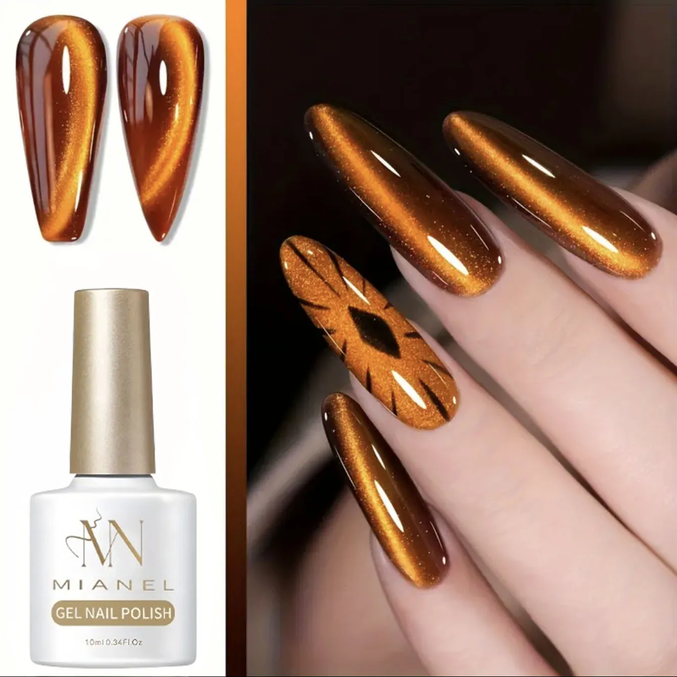 10ML 1PCS Winter Beliebte Tiefe Gold Nägel Schwarze Nägel Glas Perle Cat Eye Gel Polnisch Nagel Zeug Weihnachten nägel Französisch Spitze Nägel