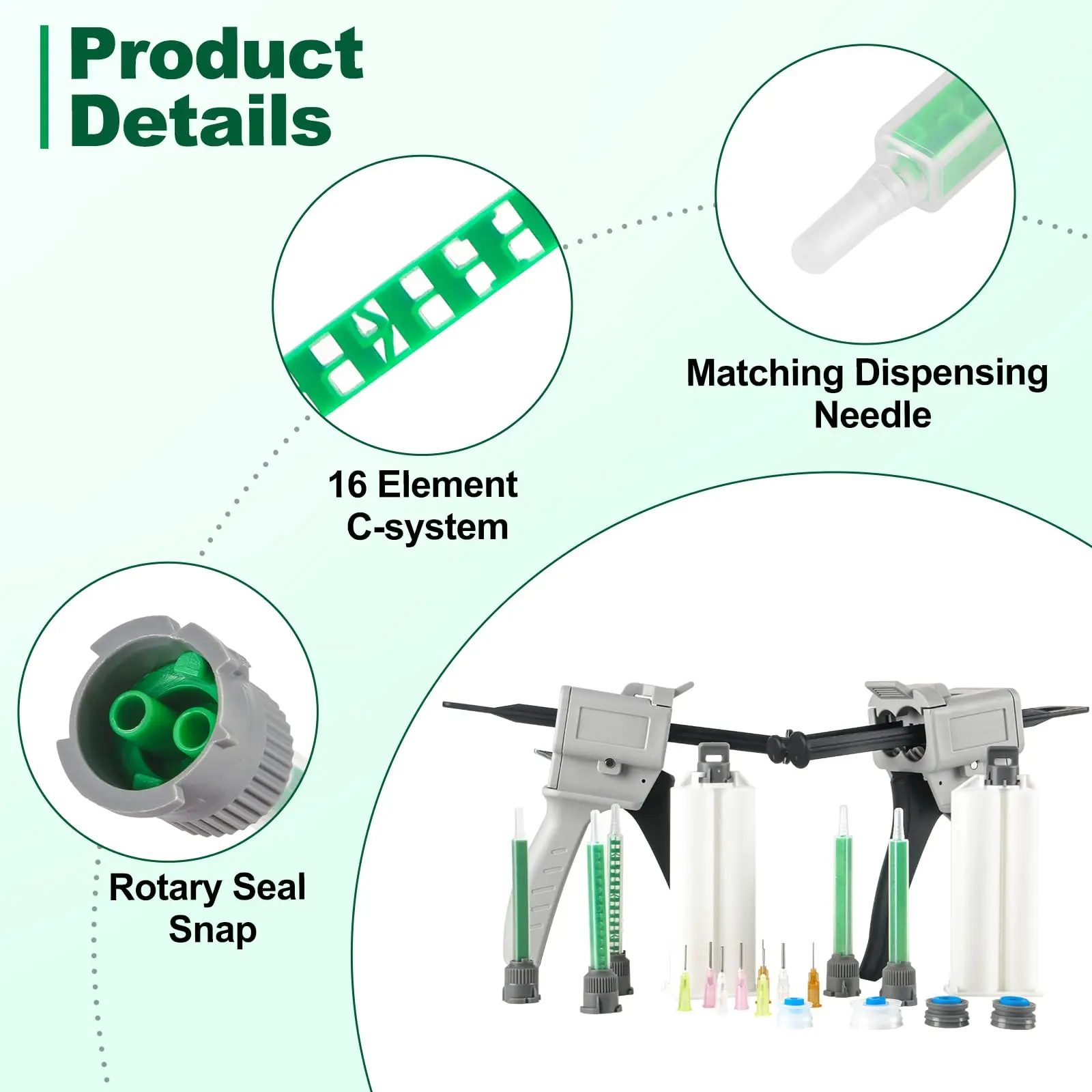100개 핫 세일 FB516L 믹싱 튜브, 플라스틱 에폭시 접착제 믹싱 노즐, 정적 믹서 AB 글루 건 액체 믹서에 적합