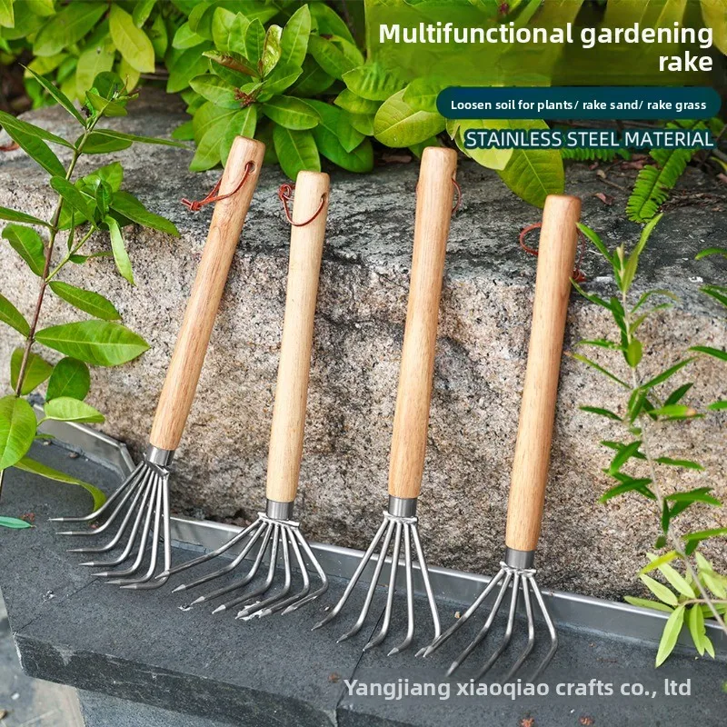 Thickened Rake Made of Stainless Steel and Extra Thick, Used for Digging Seashells on The Beach and Loosening Soil in Gardens