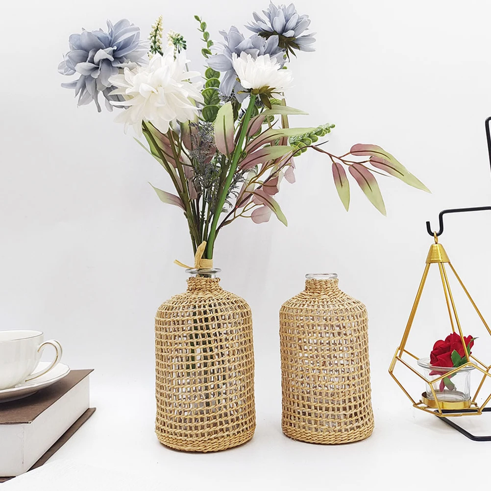

Dry Vase Vases Centerpieces Flowers Decor Home Straw Woven Rustic Vase Milk Flower Rustic Vases For Decor Bouquet Arrangement