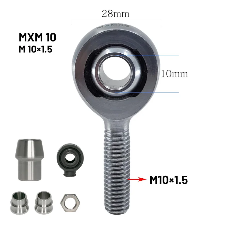MXM8 M10 M12 M14 M16 A Set of Metric Heim Joint + Spacer + Rubber Boots + Nut + Weldable Bung Rod End Bearing image 3