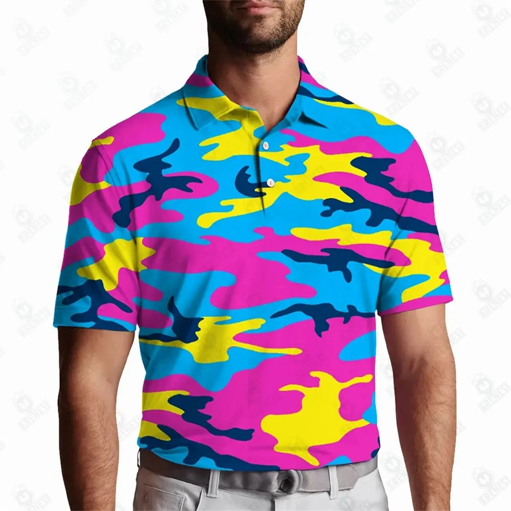 Printed Polo Shirts Custom Spandex Polyester Outdoor Casual Golf Table Tennis Feather Tennis UPF 50+ Sports Golf Polo Apparel