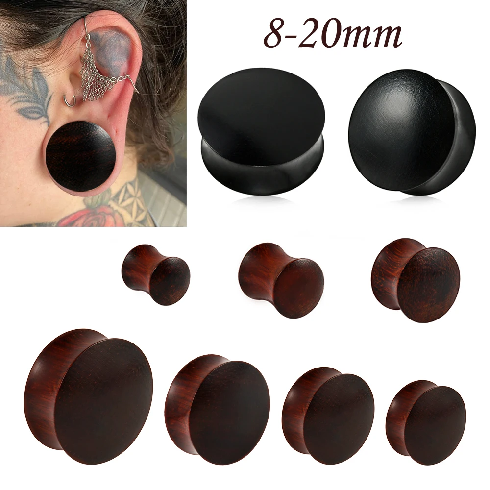 1-2PCS Wood Double Flared Ear Plugs Ear Tunnel Plug Flesh Expander Gauge Stretchers Earrings Man Body Piercing Jewelry 8mm-25mm