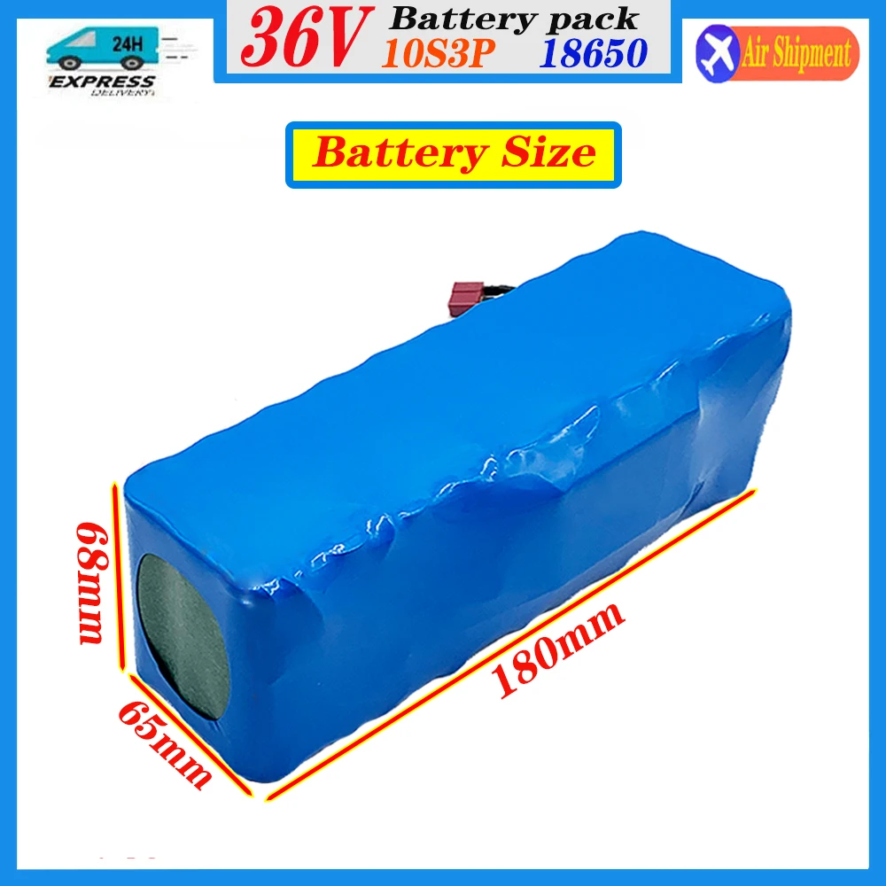 100% original 36V 10s4p 3000MAh 20000W large capacity 18650 lithium battery pack electric bicycle scooter with BMS XT60 Plug