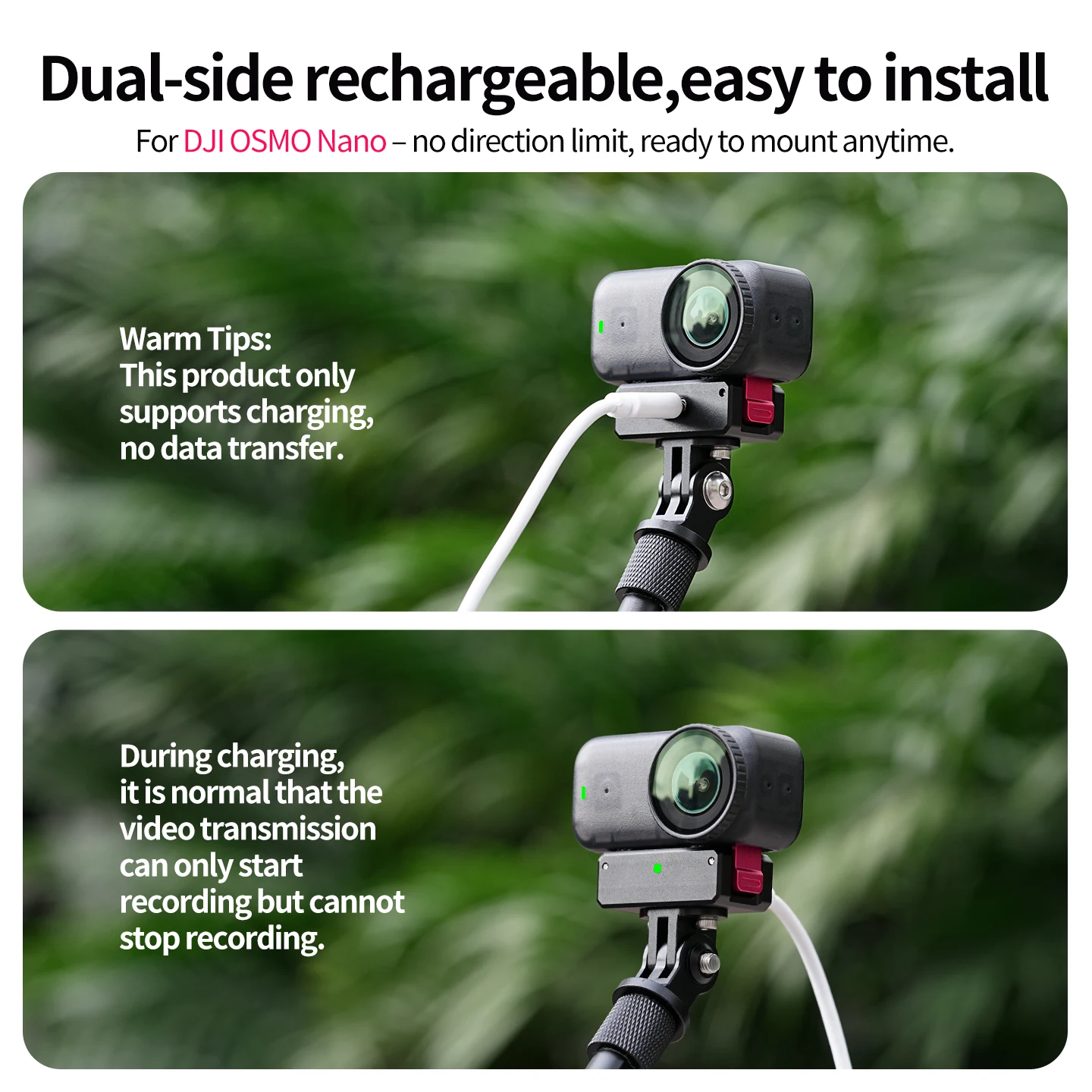 Langlebige Aluminium-Magnetische Schnellverschluss-Ladestation für DJI Osmo Nano Action-Kamera Magnet-Doppelbefestigung Kugelkopf Fahrradhalterung – Detail 19