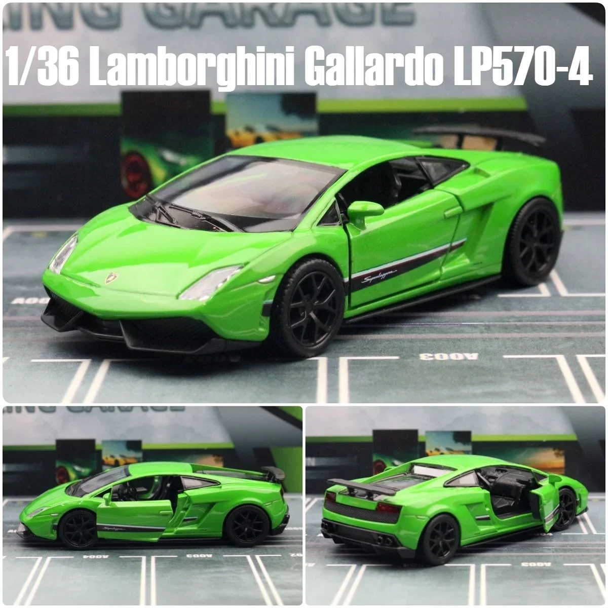 1:36 Lamborghini Gallardo LP570-4 Super Sport Toy Car RMZ City Diecast Metal Miniature Model Pull Back Collection Gift For Boy