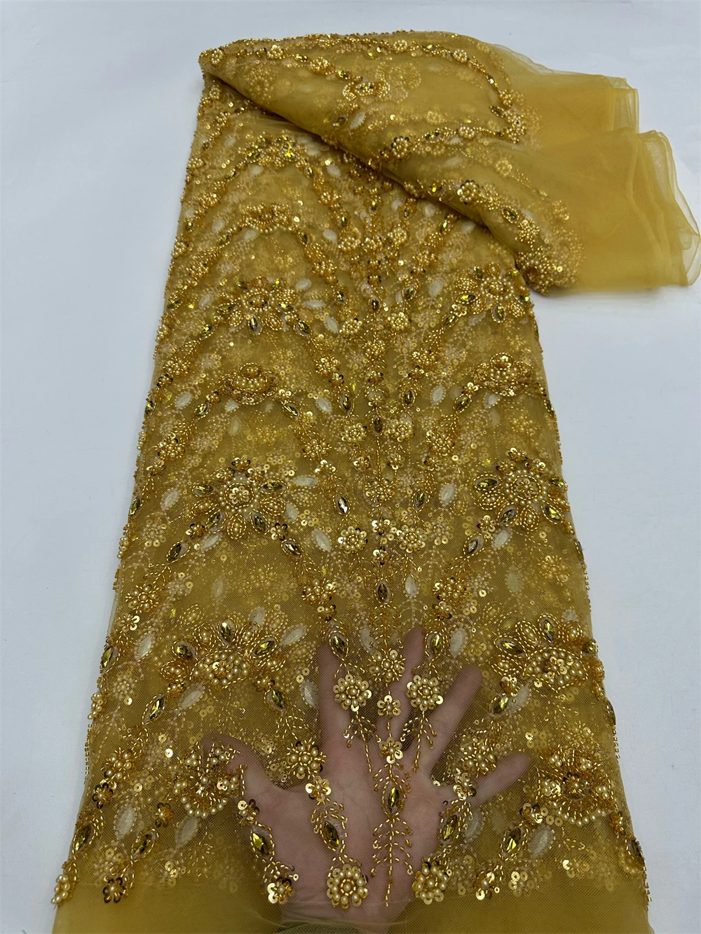 

Африканское кружево с пайетками и бисером, высококачественная французская сетка, тюль с жемчугом и бусинами 2026 года для шитья