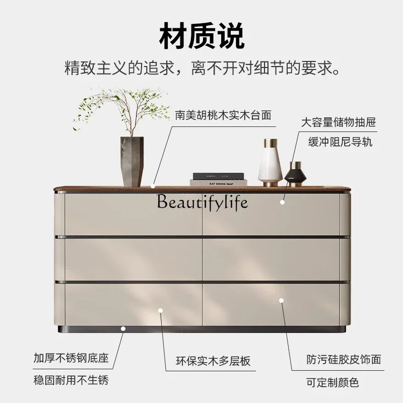 

yj5 Italian light luxury entrance cabinet walnut solid wood storage high-end bedroom designer dining side cabinet