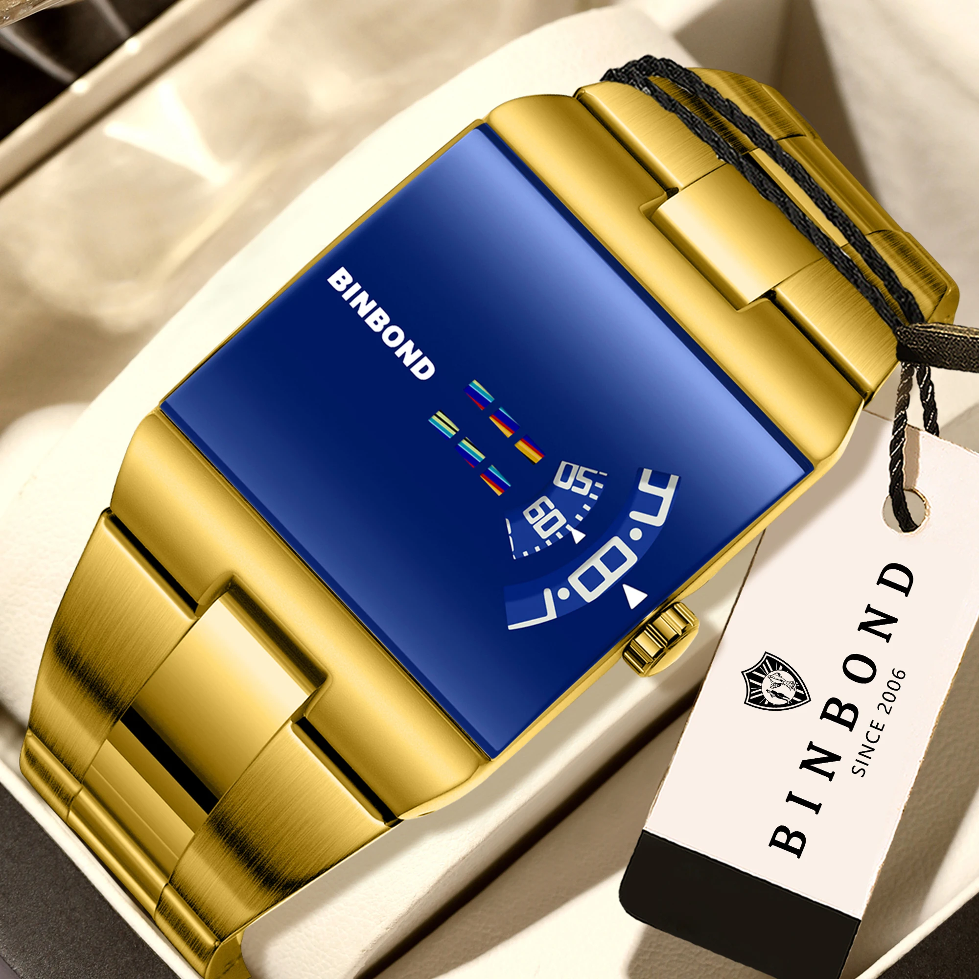 BINBOND Original Design Wasserdichte Herrenuhr Präzise Quarzuhren für Herren Luxuriöse Robuste Sportarmbanduhren Casual Reloj