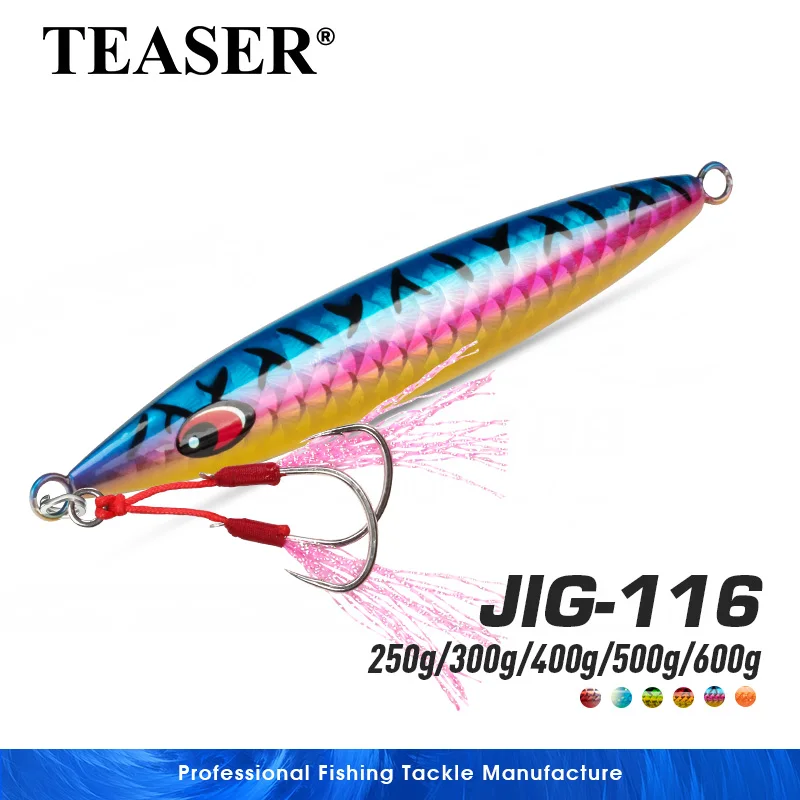 OBSESSION J116 250g 300g Slow Pitch Jigging Lure UV Glow Metal Jig Bait Saltwater Fishing Sinking Laser Coating Metal Jigbait