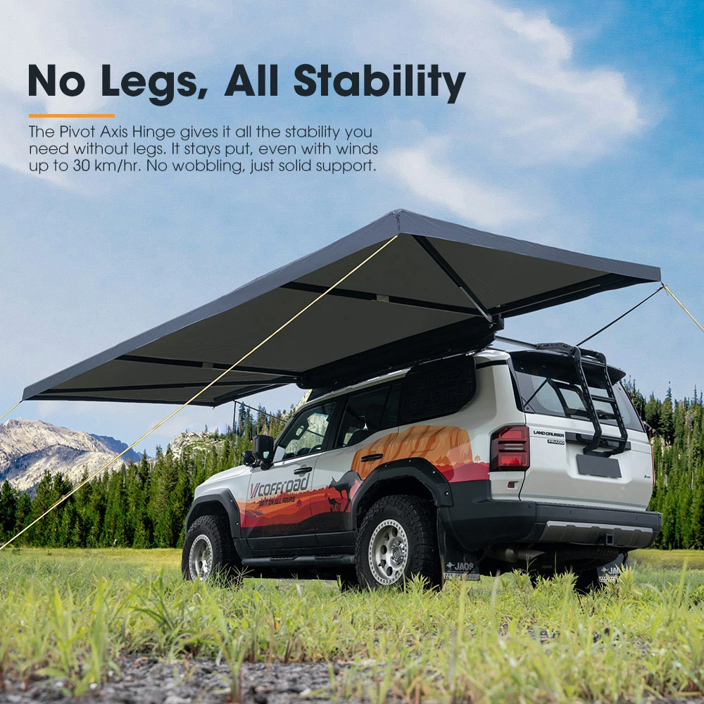 Outdoor Camping Waterproof 180 Degree Free Standing Awning Car Side Awning With Led Light Strip
