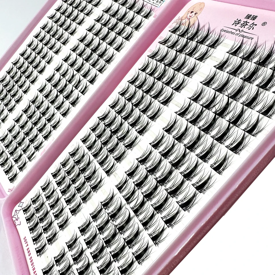Pestañas individuales de alta capacidad 12/13/14mm, racimos esponjosos de aspecto natural, extensión DIY 2