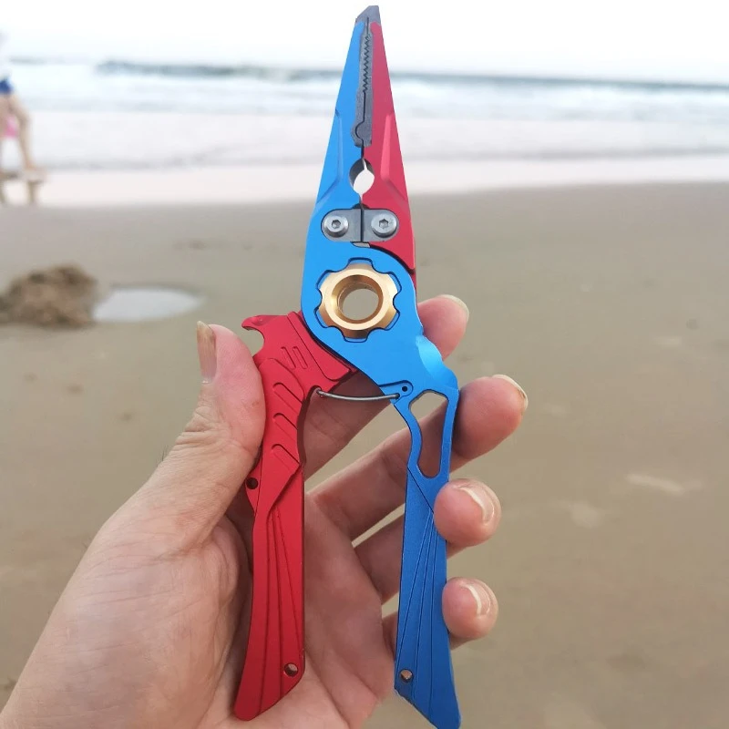 Titanium Alloy Jaw Rust‑Resistant Fishing Pliers Saltwater Line Cutter Split Ring Opener Lead Crimping Non‑Slip Handle