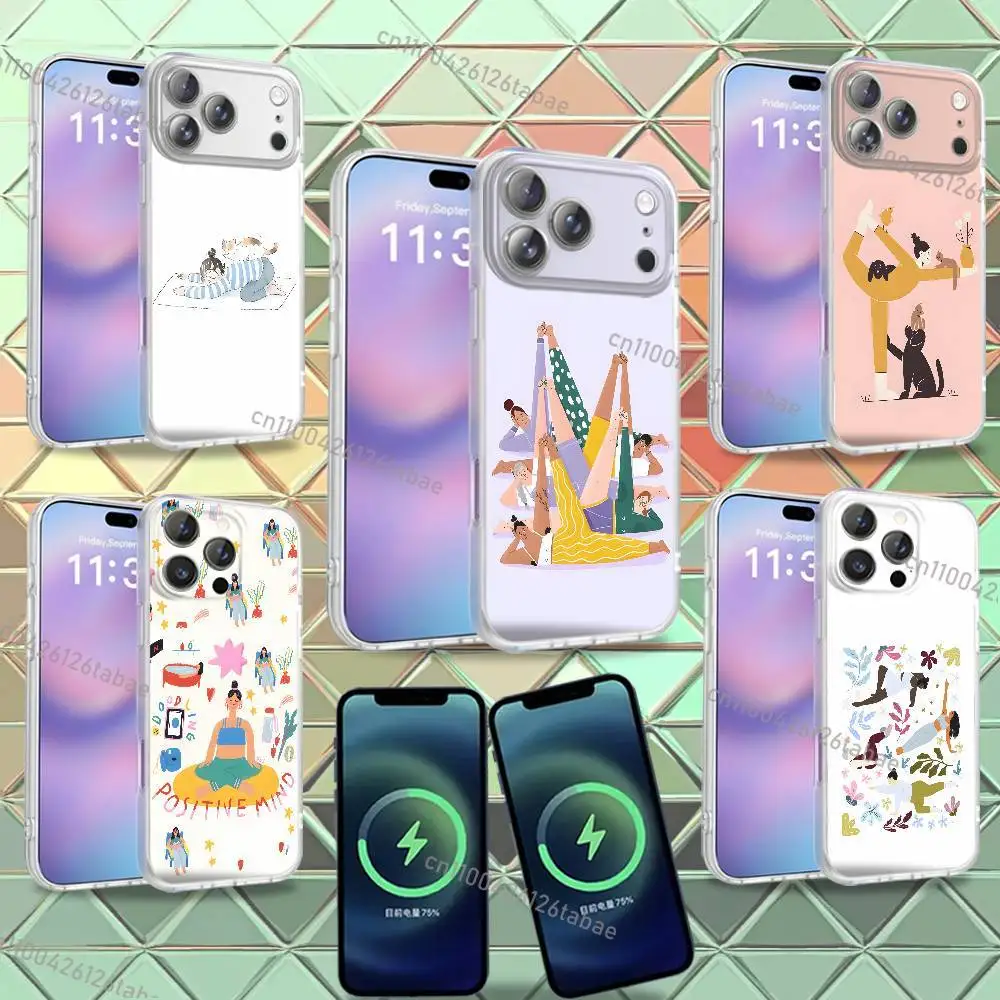Cute Yoga Girl Cat Aesthetic For iPhone 17,12,11,14,13,15,16,Plus,Air,Pro,Max,E,Mini for Magsafe Magnetic Frosted Phone Case