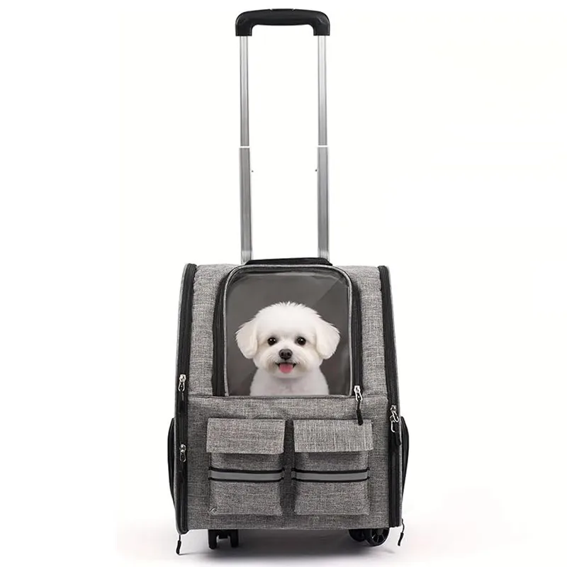 Transportador de Mascotas con Ruedas para Perros y Gatos, de Poliéster, Plegable, Grande, para Viajes, con Asa Telescópica
