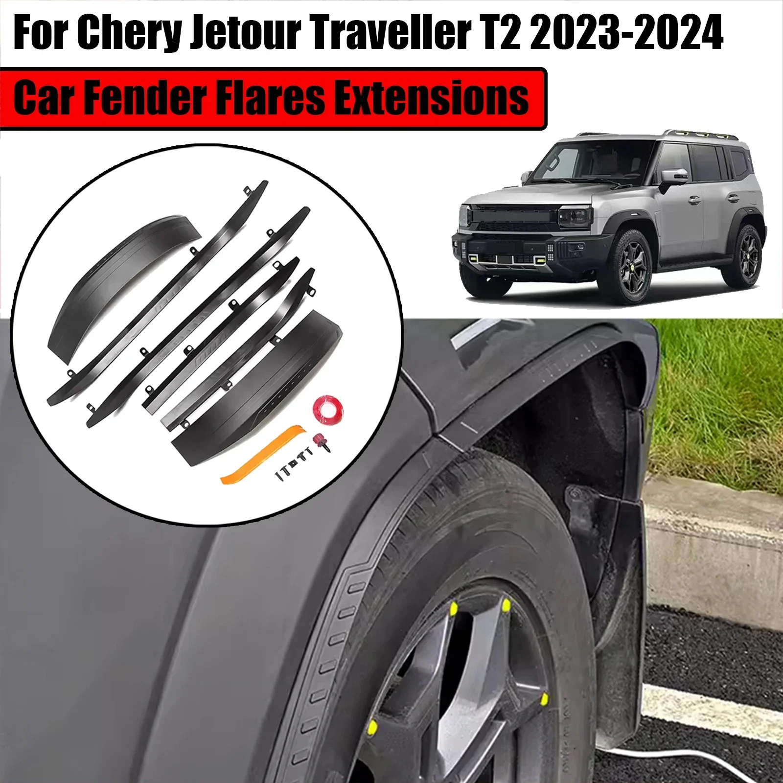 

A Set Car Fender Flares Extensions For Chery Jetour Traveller T2 2023-2024 Front Rear Wheel Arch Flaps Mudguard Splash Wide Body