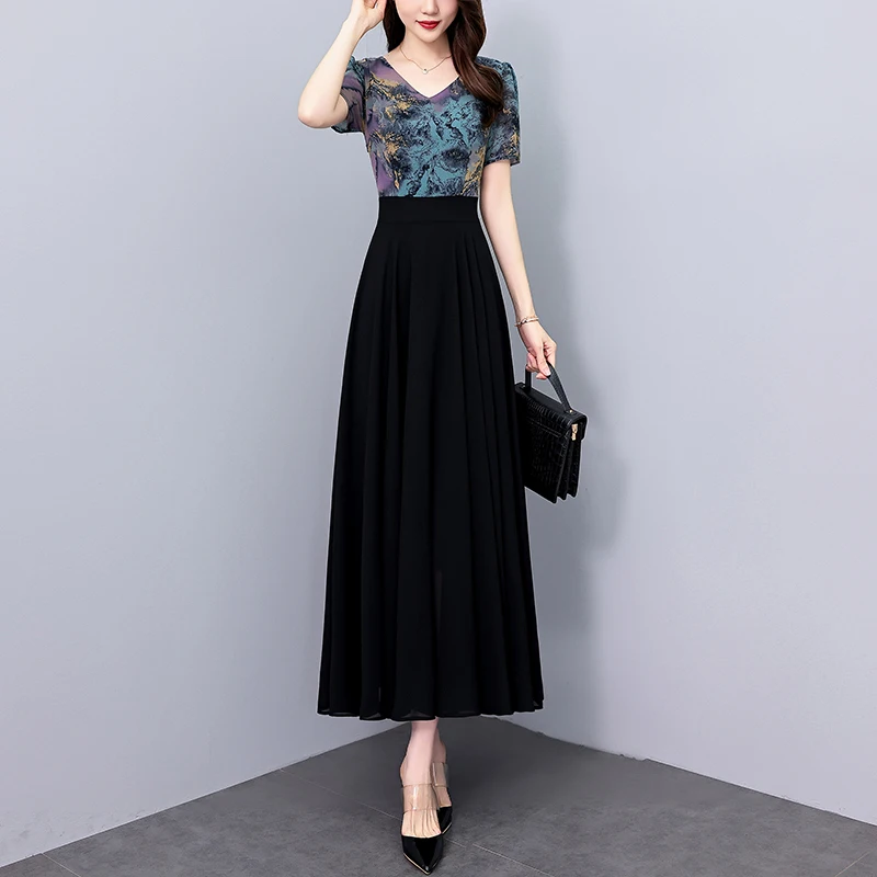 2025 Summer New Casual Chiffon Chic Dress for Women Elegant Bodycon Luxury Prom Vestidos Vintage Black Party Night Long Vestidos