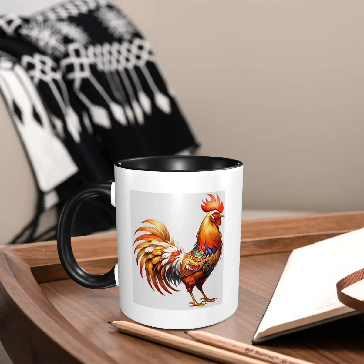 Rooster Hen Picture Mug Funny Ceramic Coffee Cups Tea Mugs Milk Cup Drinkware Gift for Friends