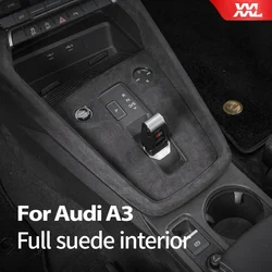 For Audi A3 8Y 2021 2022 Gear Panel Door Handles Gears Central control Armrest Cover Leather Accessories Decoration Interior