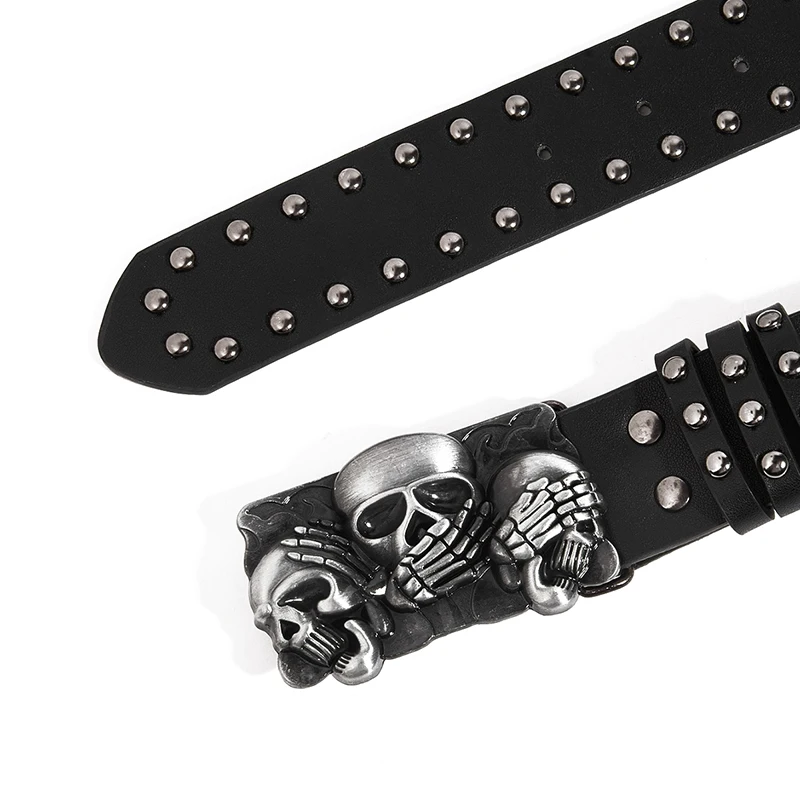 Designer Punk Belts For Women High Quality Luxury Brand Skull Rivet Unisex Waist Men Waistband Goth Belt For Jeans