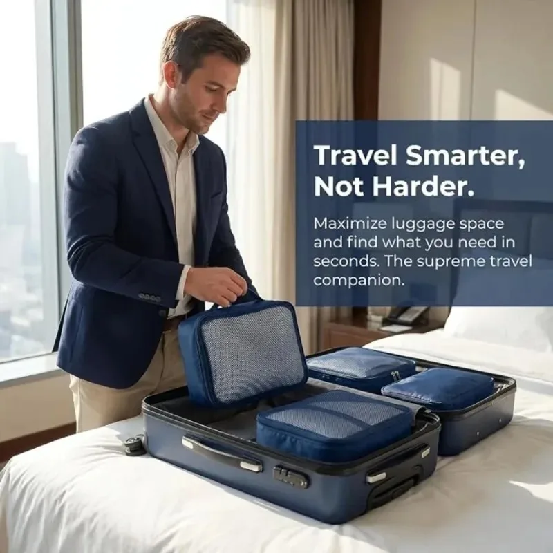 2/4/6Pcs 40*30*12CM Foldable Packing Cubes Luggage Packing Organizers for Travel Lightweight,See Through Breathable Mesh Design