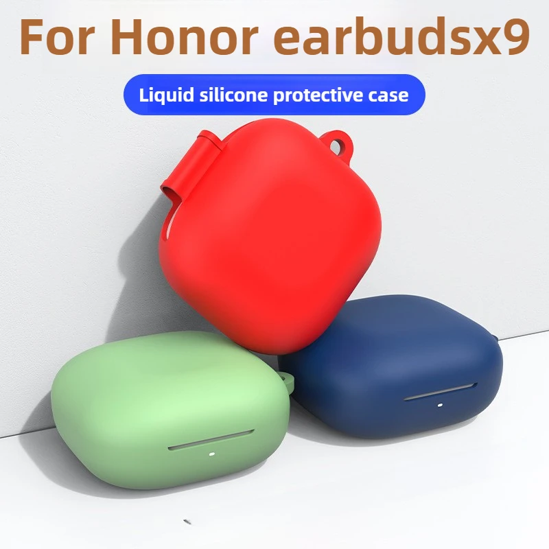 

For Honor Earbuds X9 Case: Silicone Soft Cover (Shockproof/Scratch-Resistant) With Carabiner
