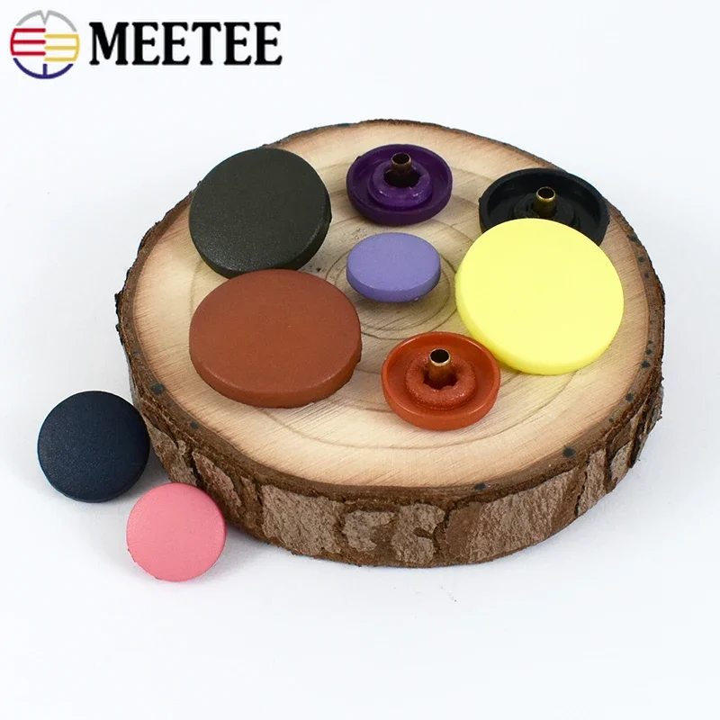 Meetee 50set 12/15/18/20/23mm Plastic Snap Buttons Round Invisible Stud Fastener Button for Uniform DIY Garment Sewing Buckle