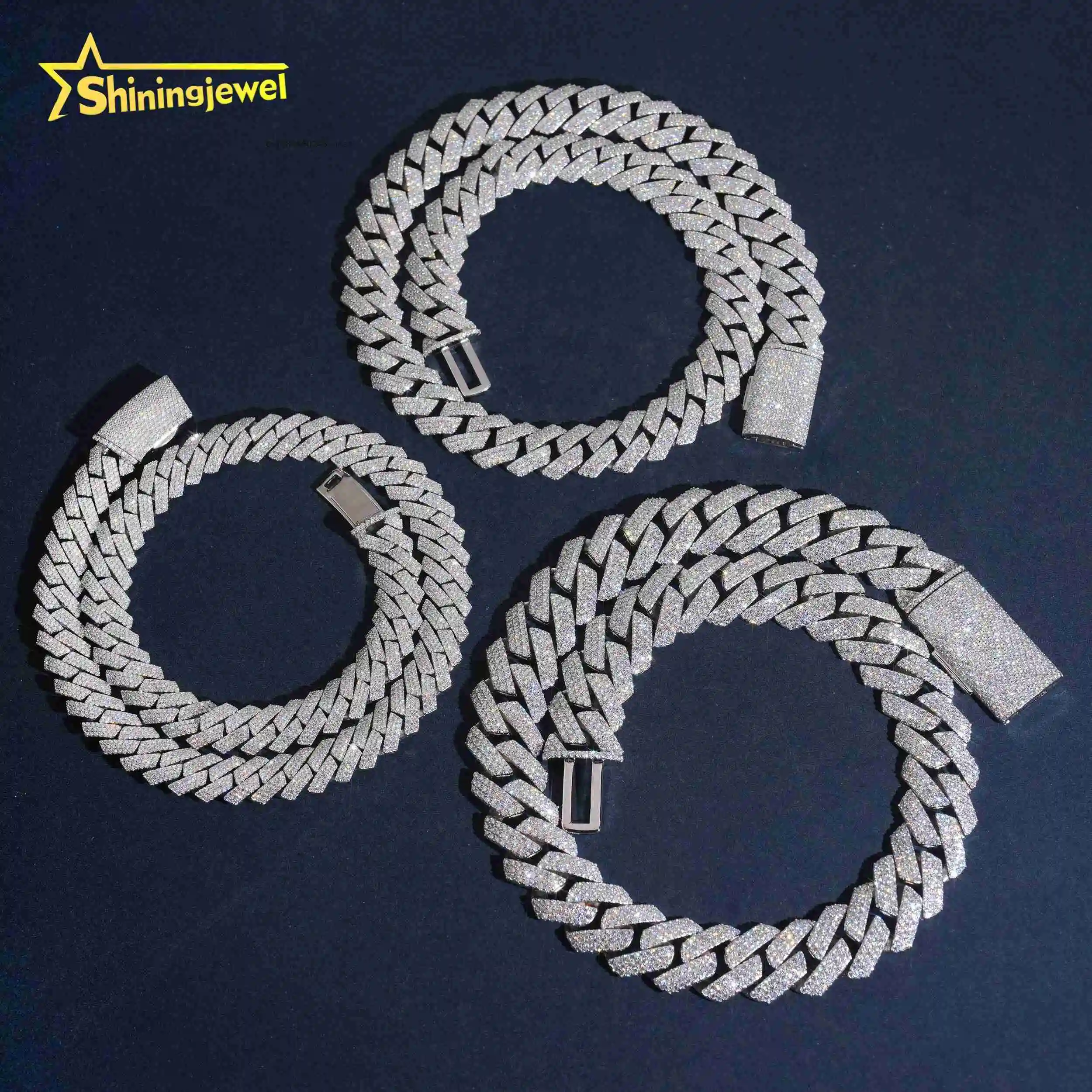 16mm 13mm 20mm Low Price Styles Solid 925 Sterling Silver Hip Hop Jewelry Men Necklace Iced Out Moissanite Cuban Chain Necklace.