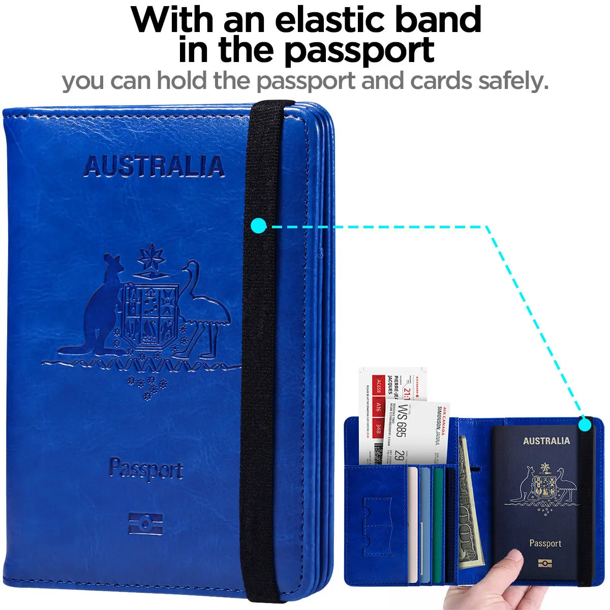 

Australian Passport Clip, Anti Magnetic Ticket Clip, Leather Storage Bag Cover, Can Hold Bank Cards, Multiple Insertion Pockets