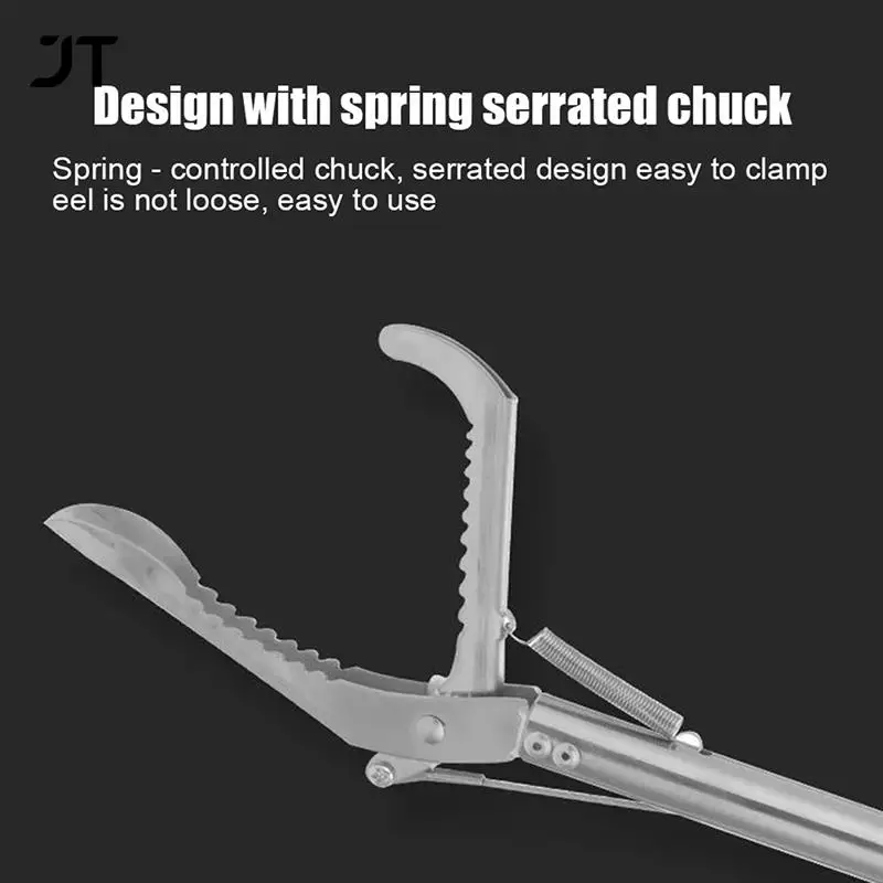 1.2m Foldable Snake Tongs Stick Easy Reach Pick Up Tool Foldable Garbage Clip Full-body Stainless Steel Design