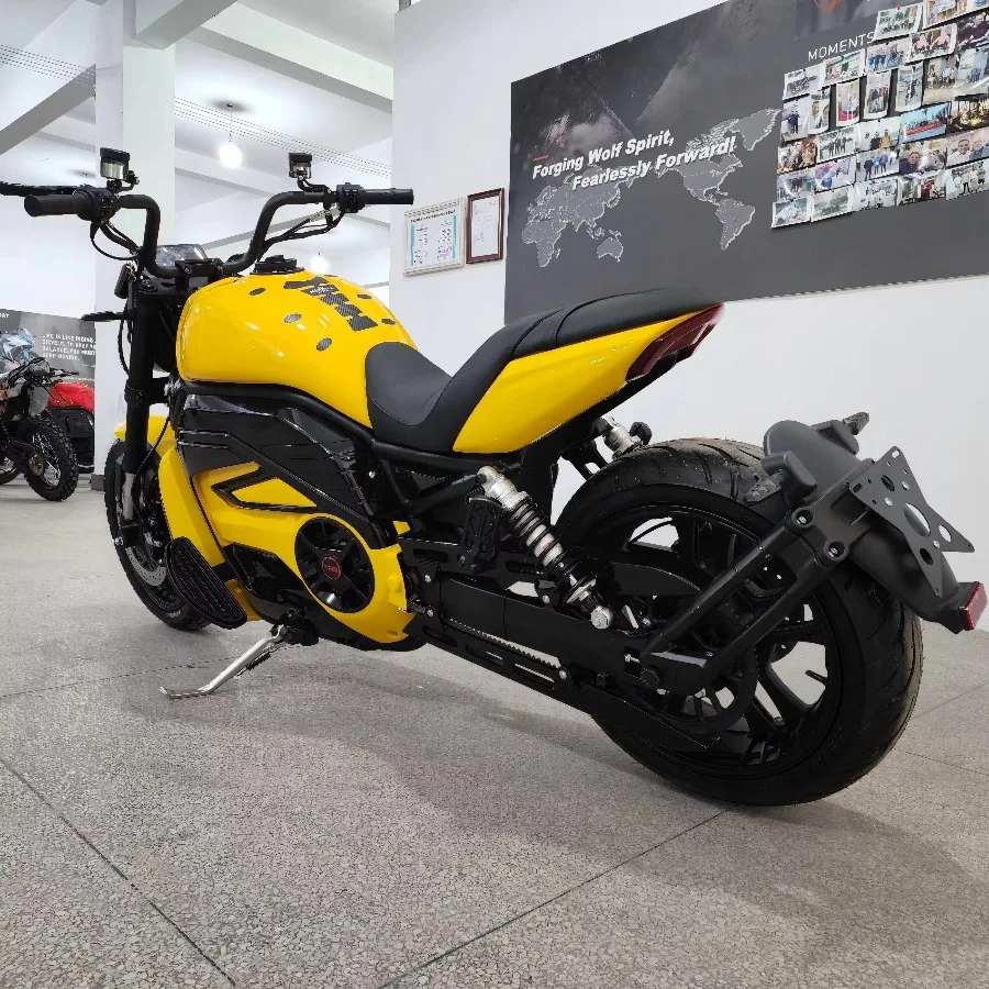 Latest Cruise Retro Adult Electric Motorcycle, 8000W Mid Belt Motor Fast Charging Wide Tire