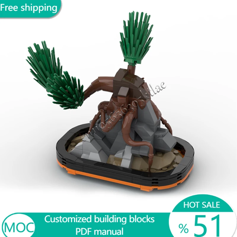 199 PCS Bonsai Bonsai On A Rrock MOC Customize Modular Building Block Technology Design Brick Creative DIY Festival Toy Gift