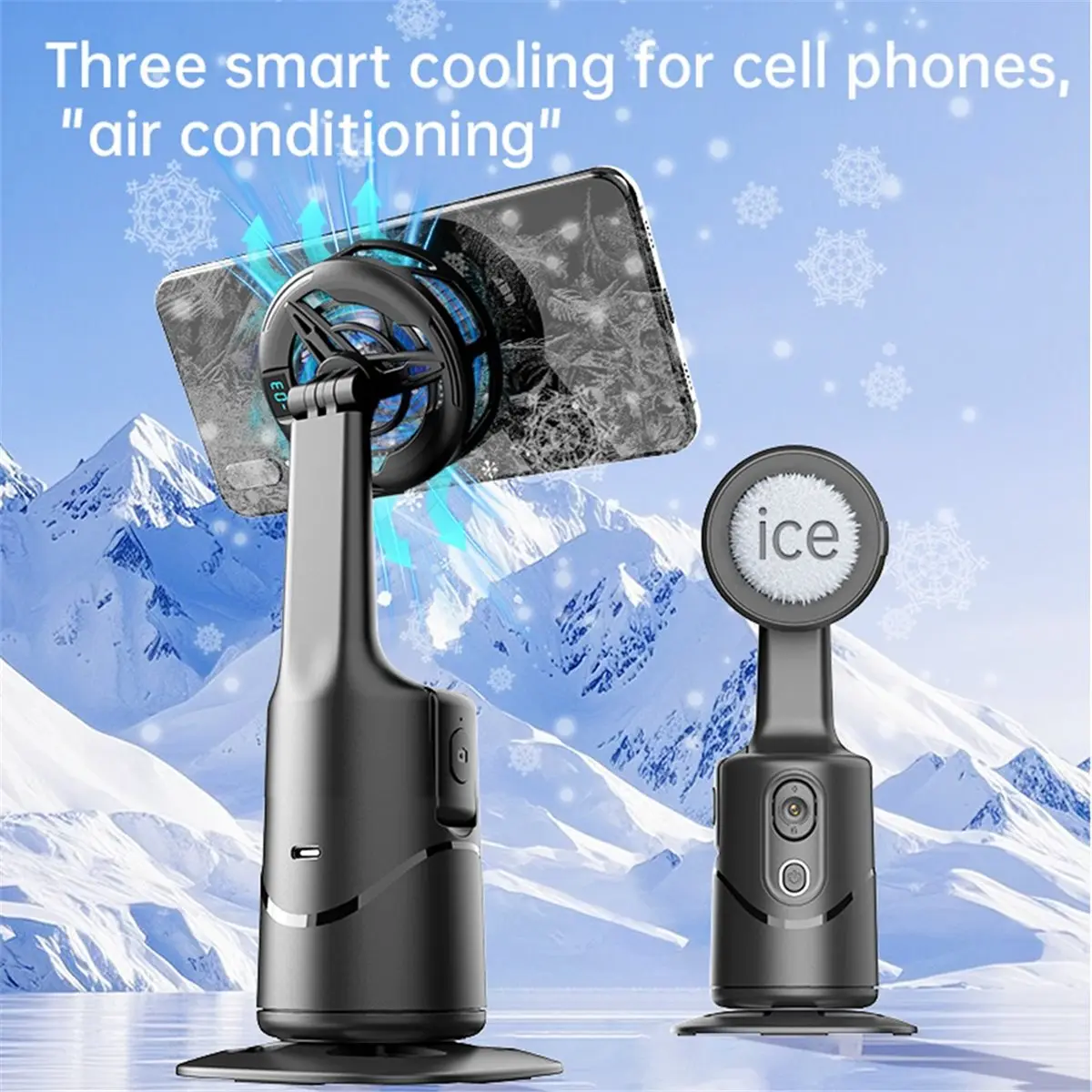 N93R 2PCS Q12Pro AI Auto Face Tracking AI Gimbal Phone Holder Magnetic Phone Cooler 360° Rotation Tracking for Live Vlog