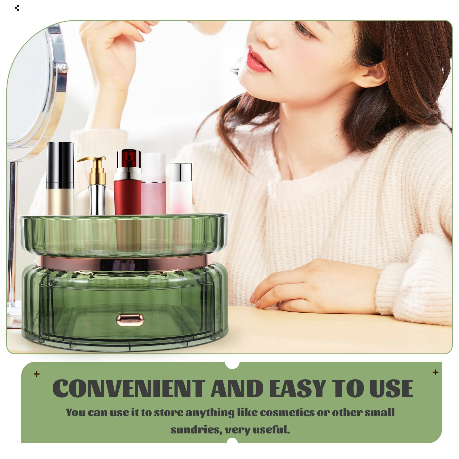 

Rotating Storage Box Organizer Tray For Makeup Lipstick Skincare Desktop Acrylic Case Holder Household Makeup Drawer
