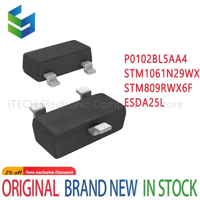 

10pcs/lot NEW ESDA25L STM1061N29WX6F STM809RWX6F P0102BL5AA4 ESDA25L STM1061 STM809 P0102 SOT23