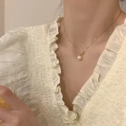 Hot Sell Trendy Simple Design Natural Freshwater Pearl 14K Gold Filled Ladies Pendant Necklace Jewelry For Women Gifts No Fade