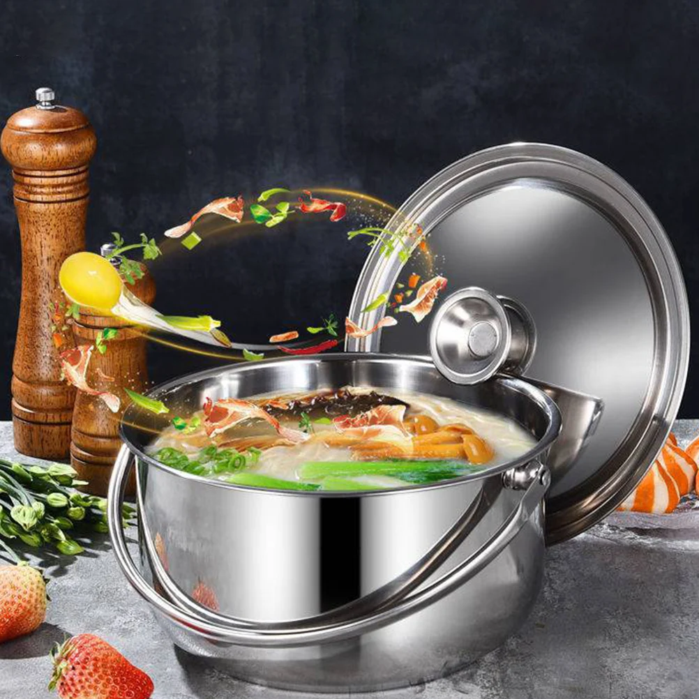 

Stainless Steel Soup Pot 3.5L With Lid Handle Flat Bottom Fast Heating Multi-Use For Home Restaurant Kitchen Stockpot