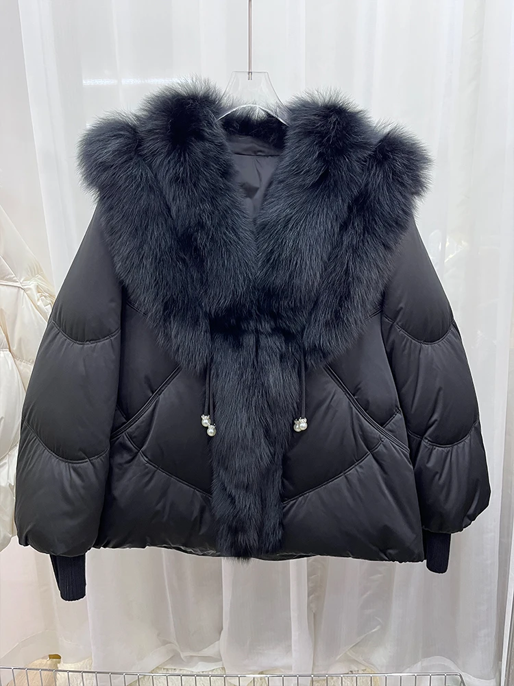 2023 New Fashion Winter Natural Fox Fur Collar Coats Puffer Jackets Women Goose Down Jacket Style Luxury Female Coats