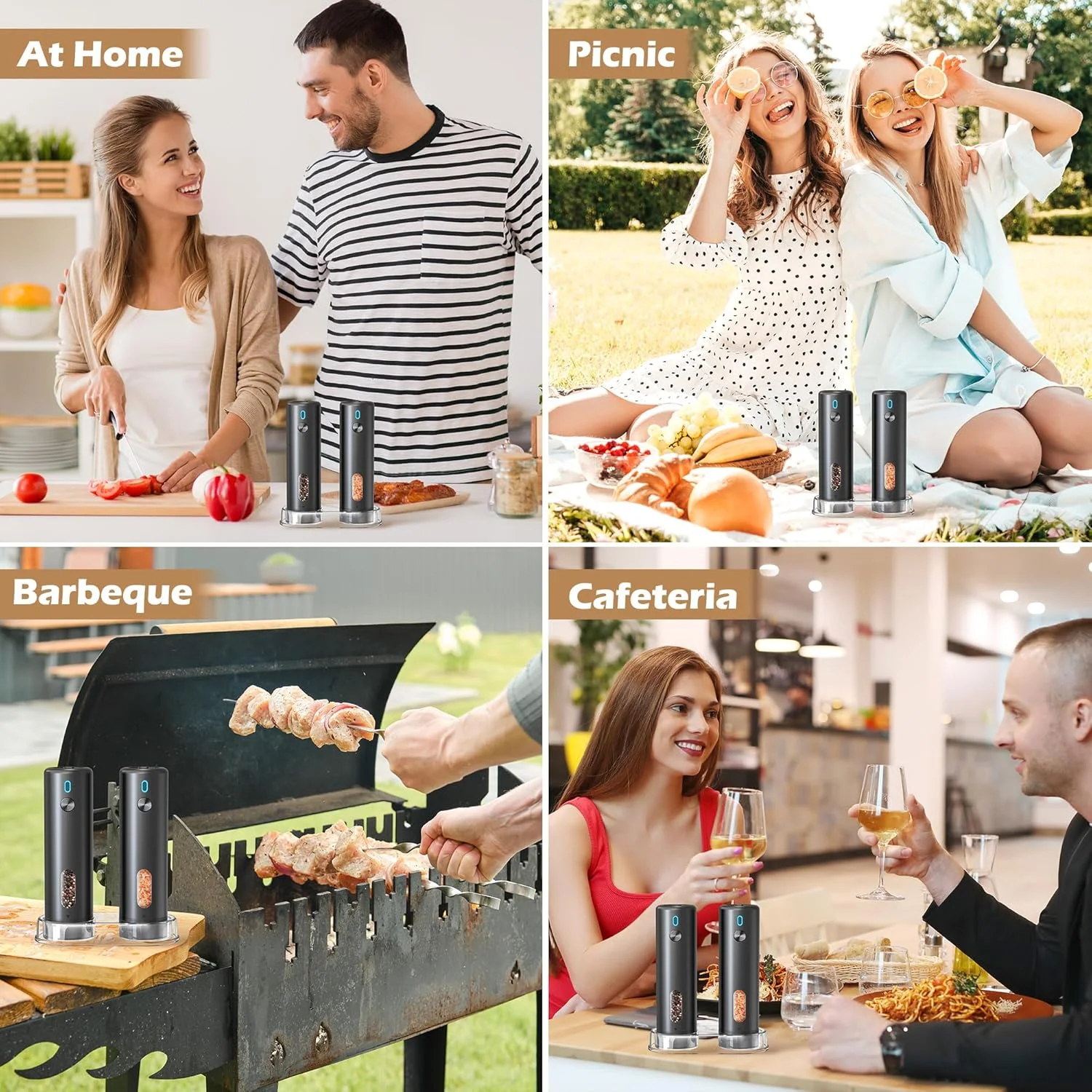 مطحنة فلفل كهربائية مطورة جديدة مجموعة مطحنة ملح وفلفل خارجية قابلة للتعديل ومطاحن أوتوماتيكية قابلة لإعادة الملء قابلة لإعادة الملء عبر USB