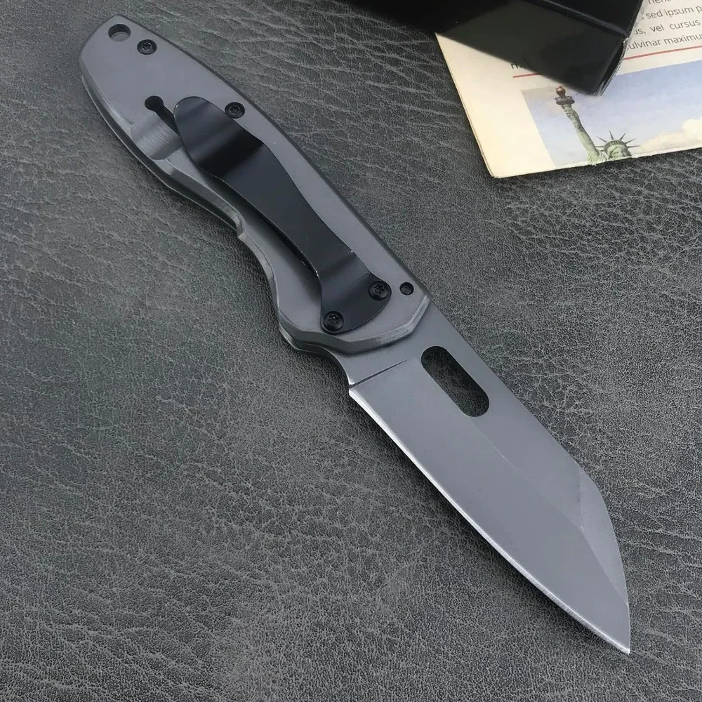 Mini EDC Pocket Folding Knife 440C Steel Blade Stainless Steel Handle Outdoor Hunting Camping Knife with Pocketclip Utility tool
