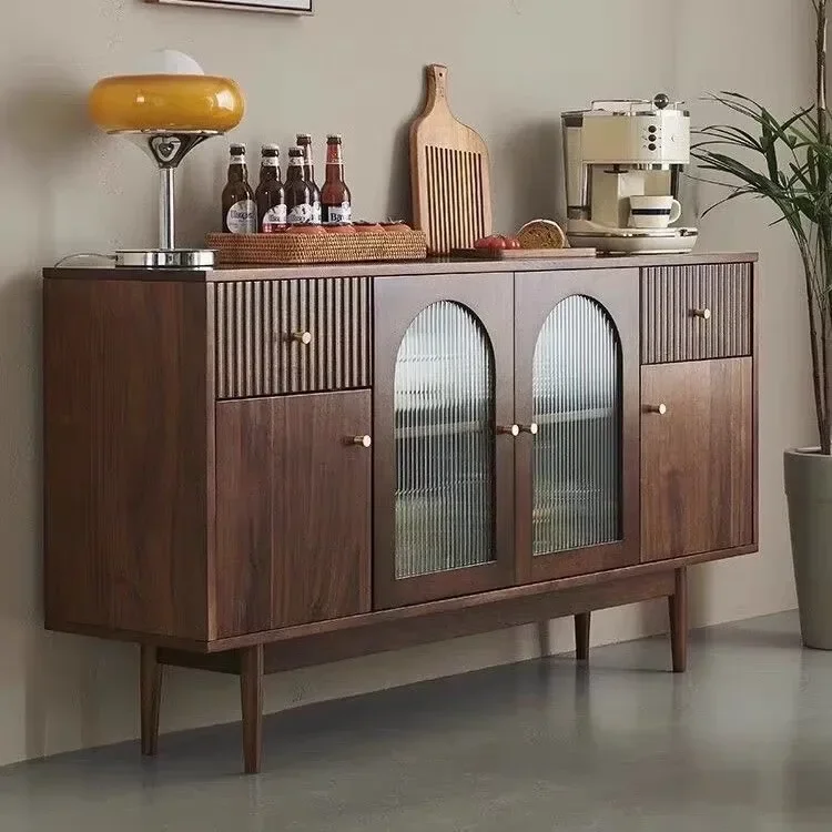 북유럽 일본식 라이트 럭셔리 원목 식탁 사이드 캐비닛 벽면 설치형 다기능 티 캐비닛