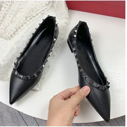 Female Cheap Plus Size 3-48 Gold Rivets Adult  Matte Shiny Summer Beach Shoes Women's Fashion On Flats White Black Red Patchwork